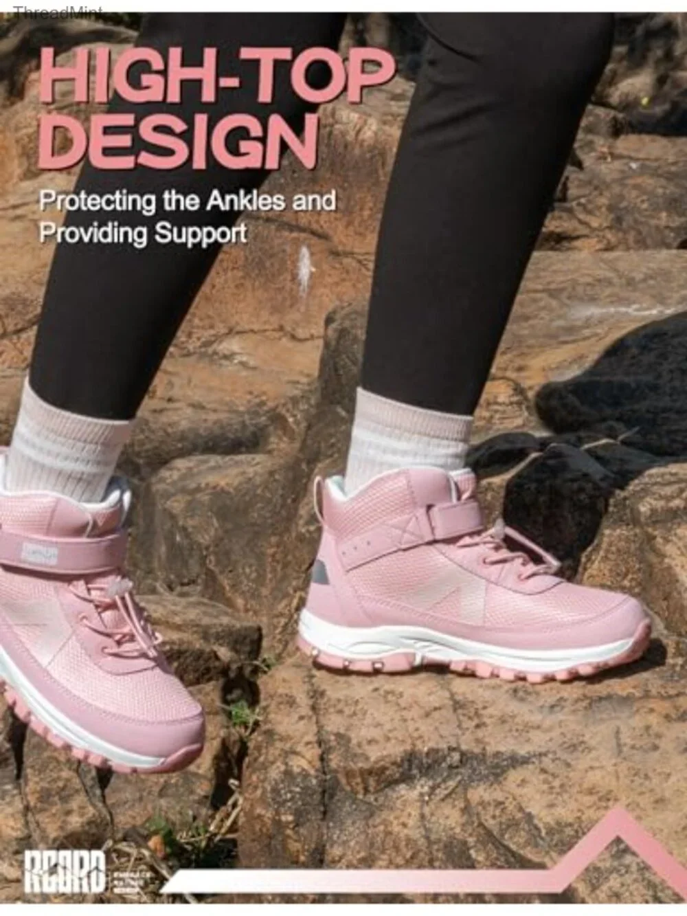 Kids Waterproof Hiking Boots Non-Slip TPR Sole Lace Up Hook & Loop